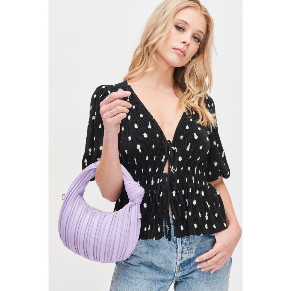 Woman wearing Lavender Urban Expressions Fawna  - Pleated Crossbody 840611106421 View 1 | Lavender