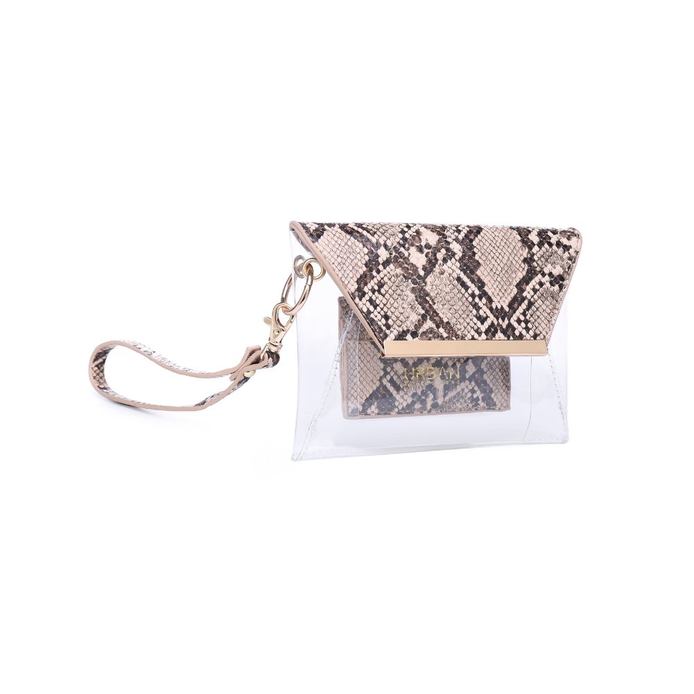 Urban Expressions Reese Snake Women : Clutches : Wristlet 840611163424 | Natural