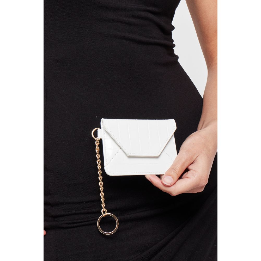 Woman wearing White Urban Expressions Gia - Croco Card Holder 840611181848 View 1 | White
