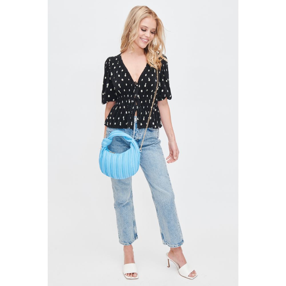 Woman wearing Sky Blue Urban Expressions Fawna  - Pleated Crossbody 840611106391 View 3 | Sky Blue