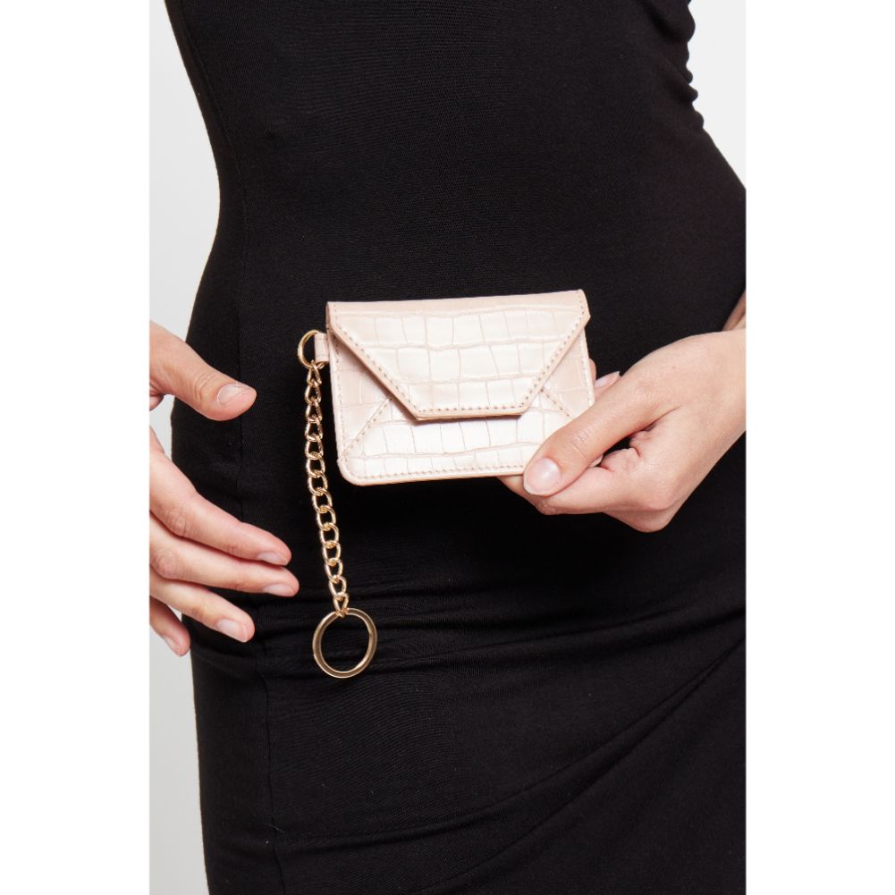 Woman wearing Nude Urban Expressions Gia - Croco Card Holder 840611181817 View 1 | Nude