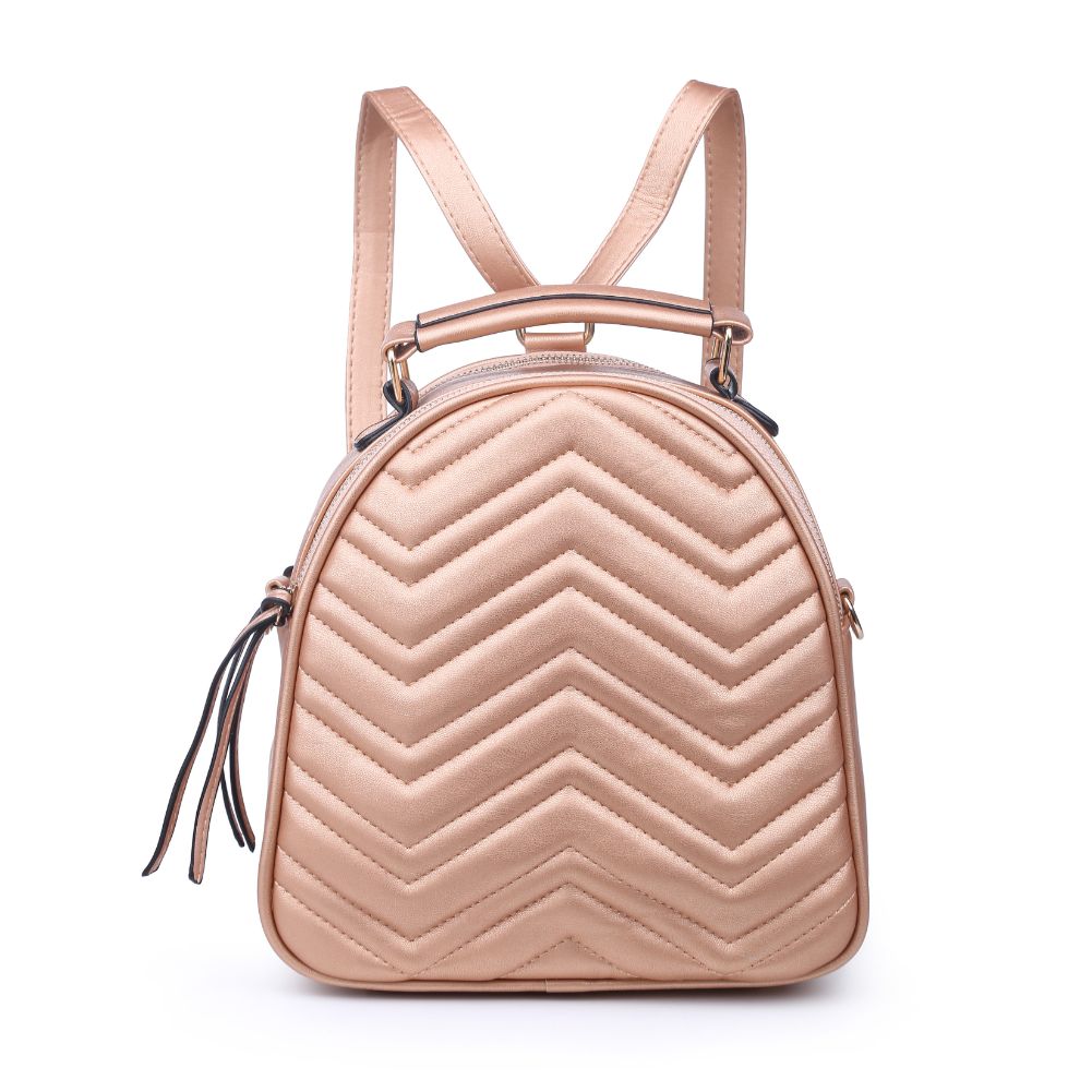 Urban Expressions Constance V Stitch Double Zip Women : Backpacks : Backpack 840611168627 | Rose Gold