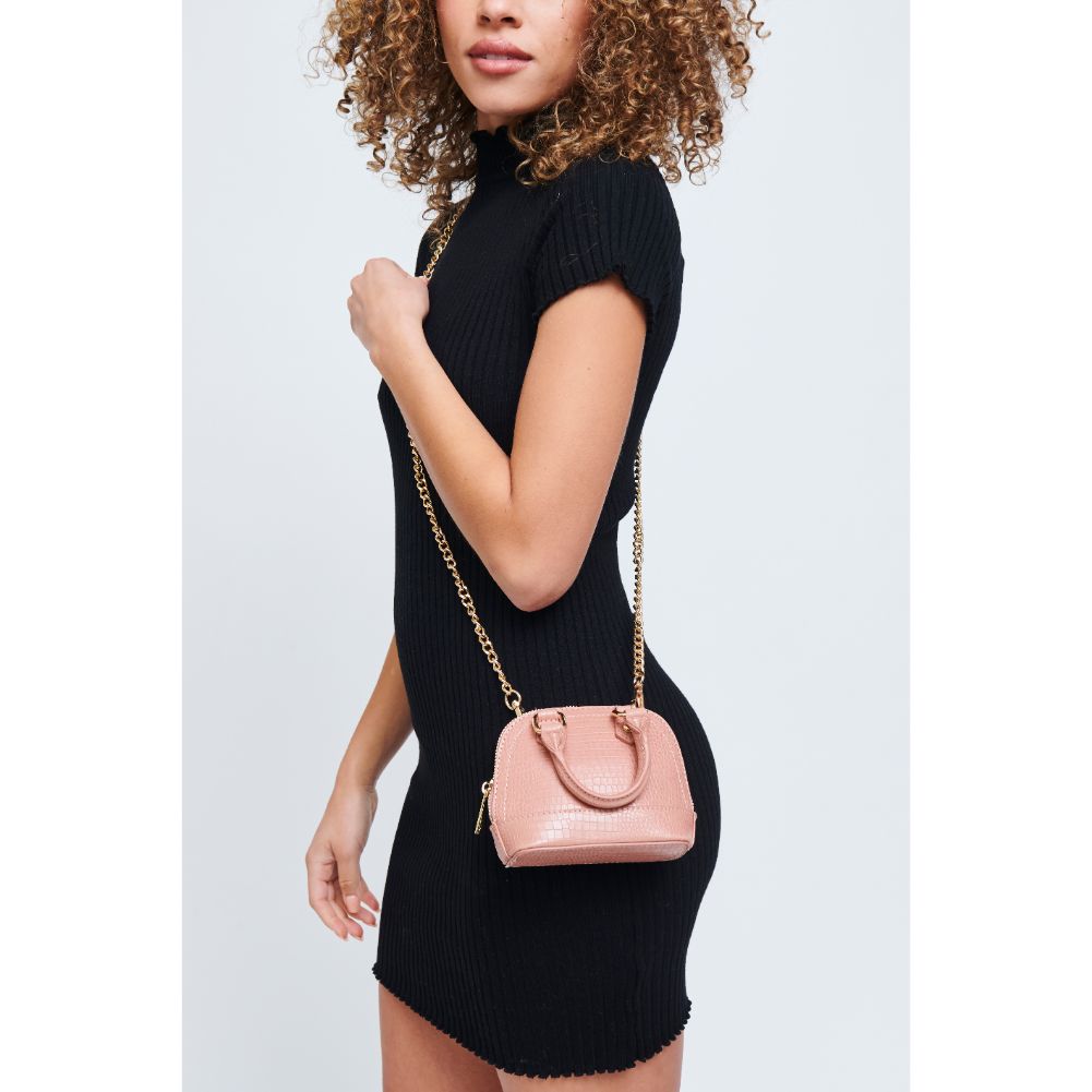 Woman wearing Dusty Rose Urban Expressions Bambi Crossbody 840611177261 View 1 | Dusty Rose