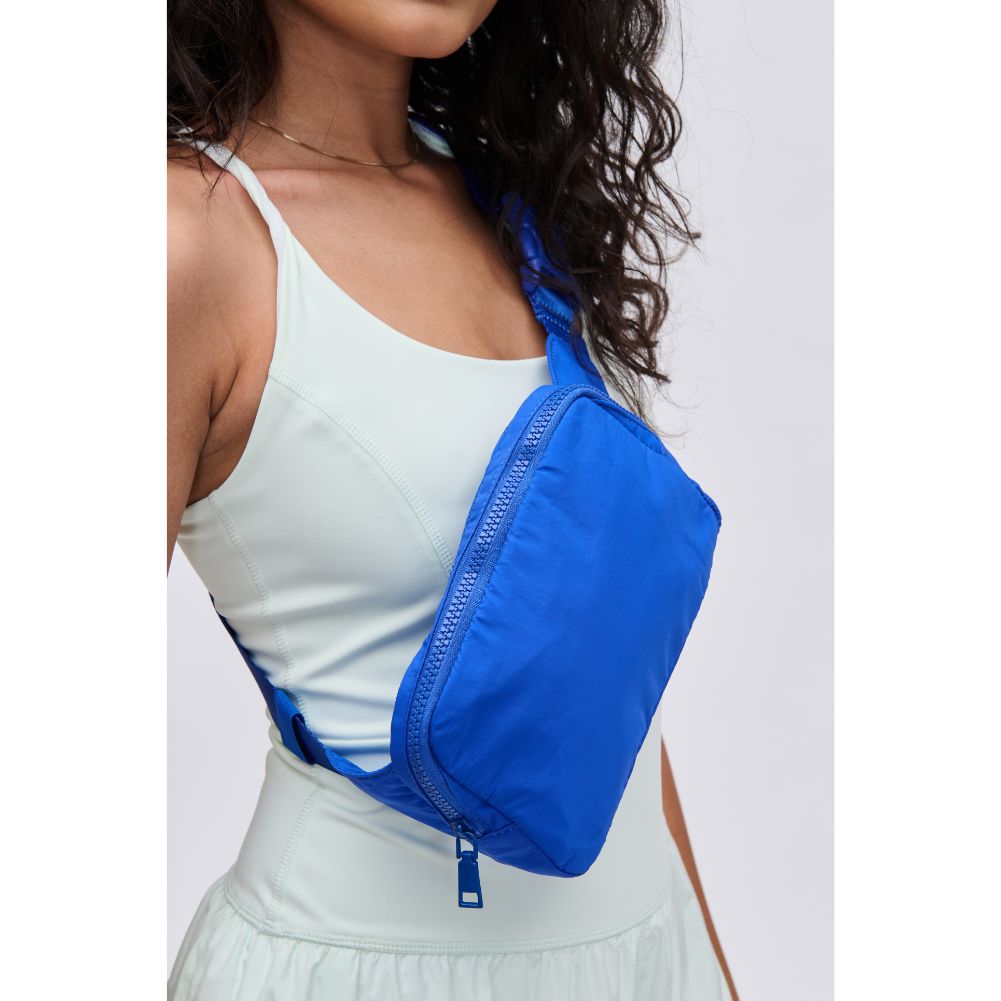 Woman wearing Cobalt Urban Expressions Jonny - Nylon Belt Bag 840611109842 View 4 | Cobalt