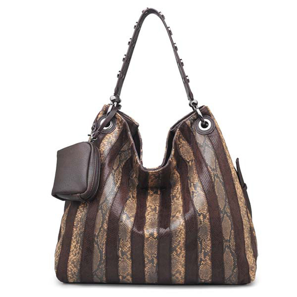 Urban Expressions Amara Snake Women : Handbags : Hobo 840611120205 | Brown Beige