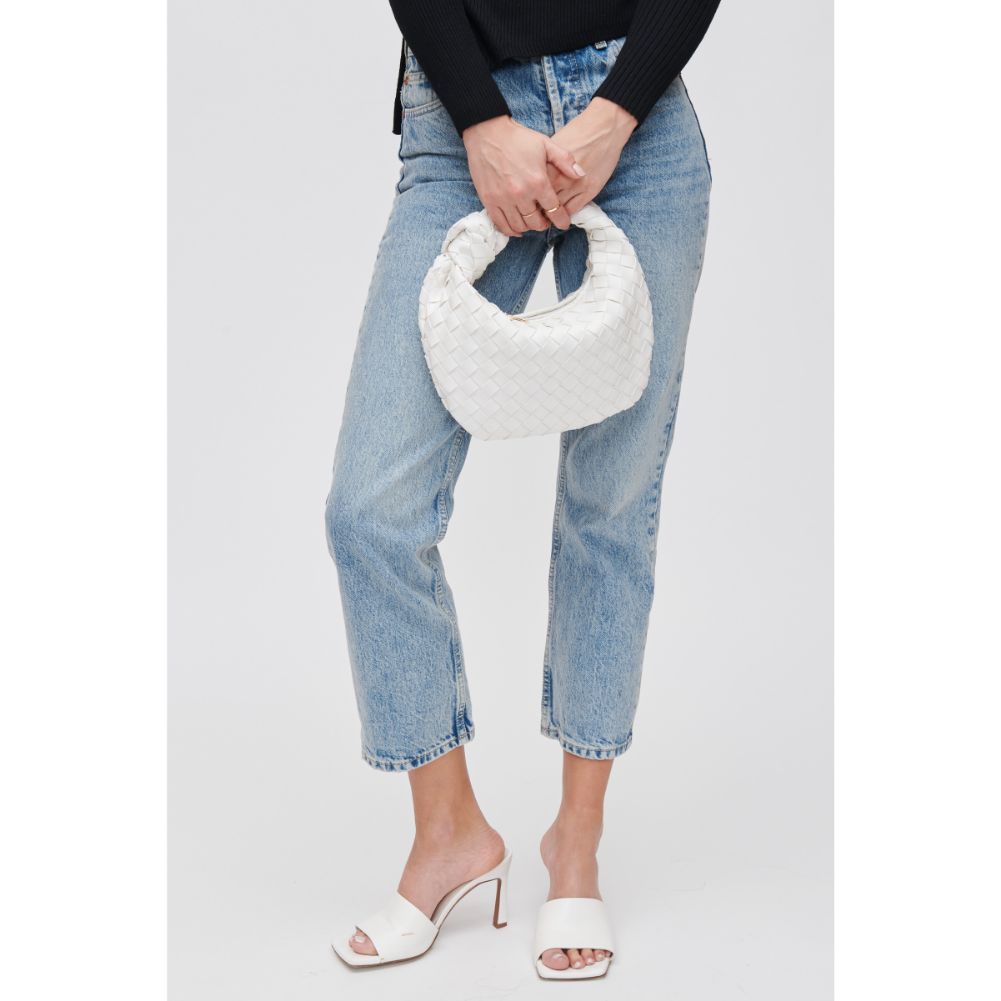 Woman wearing White Urban Expressions Tracy - Woven Clutch 840611107794 View 2 | White