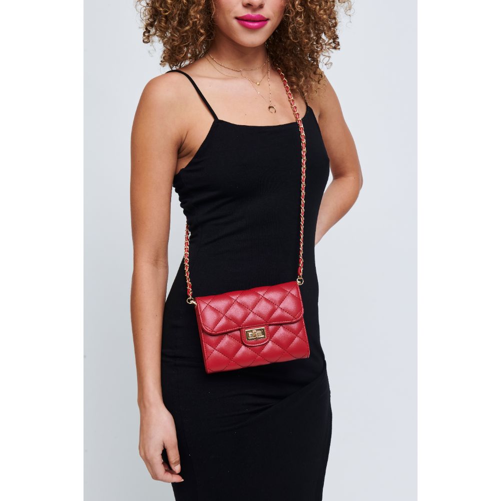 Woman wearing Red Urban Expressions Wendy - Quilted Crossbody 840611176912 View 1 | Red