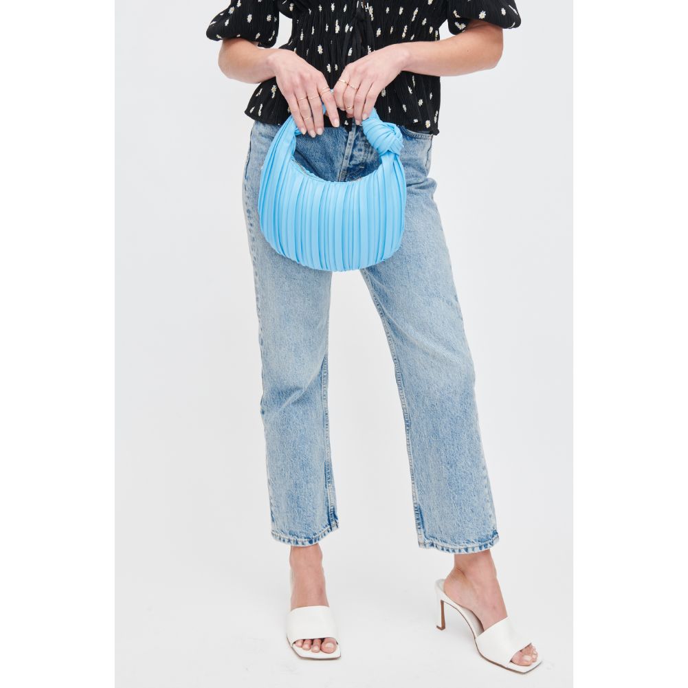 Woman wearing Sky Blue Urban Expressions Fawna  - Pleated Crossbody 840611106391 View 2 | Sky Blue