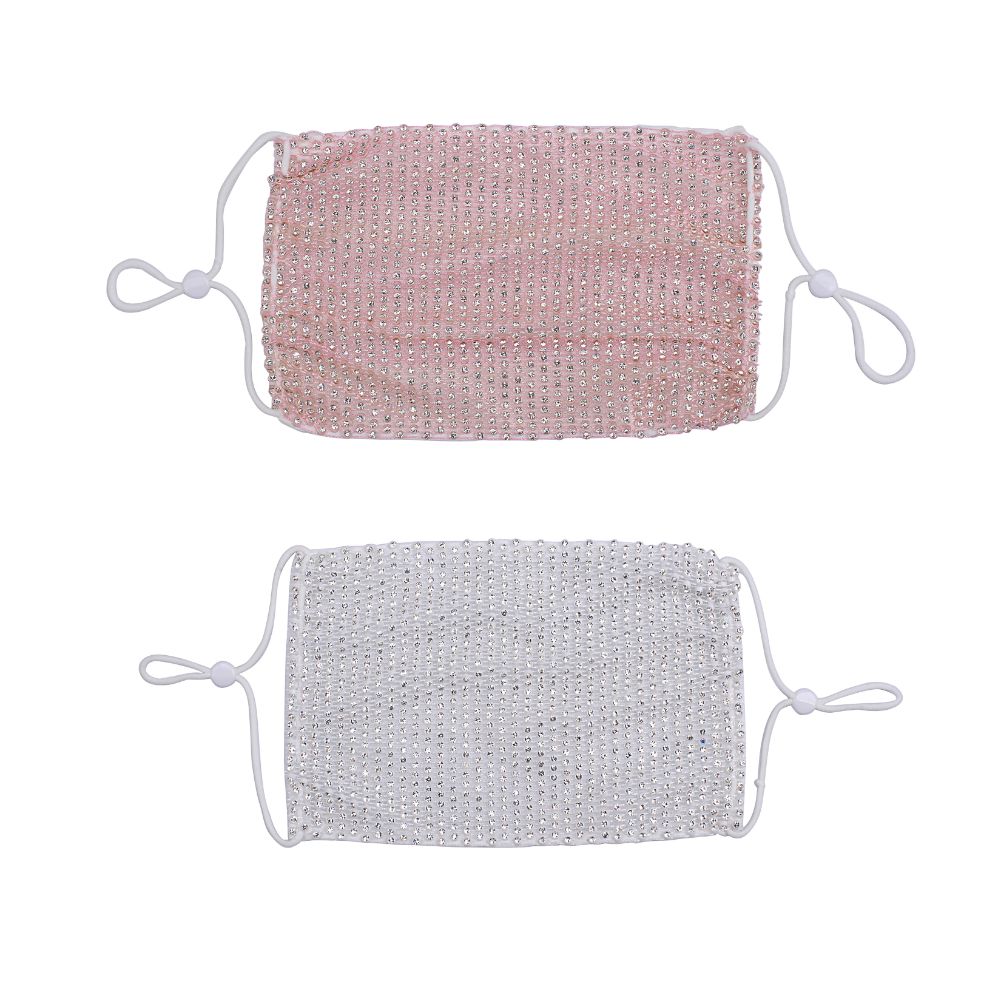 Urban Expressions Rhinestone Face Mask - 2 Piece Pack Accessories : Accessories : Masks 840611175885 | Silver / Pink
