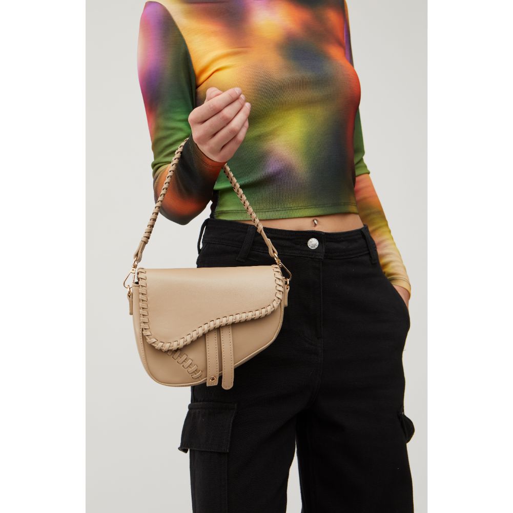 Woman wearing Sand Urban Expressions Sloane Crossbody 840611128058 View 1 | Sand