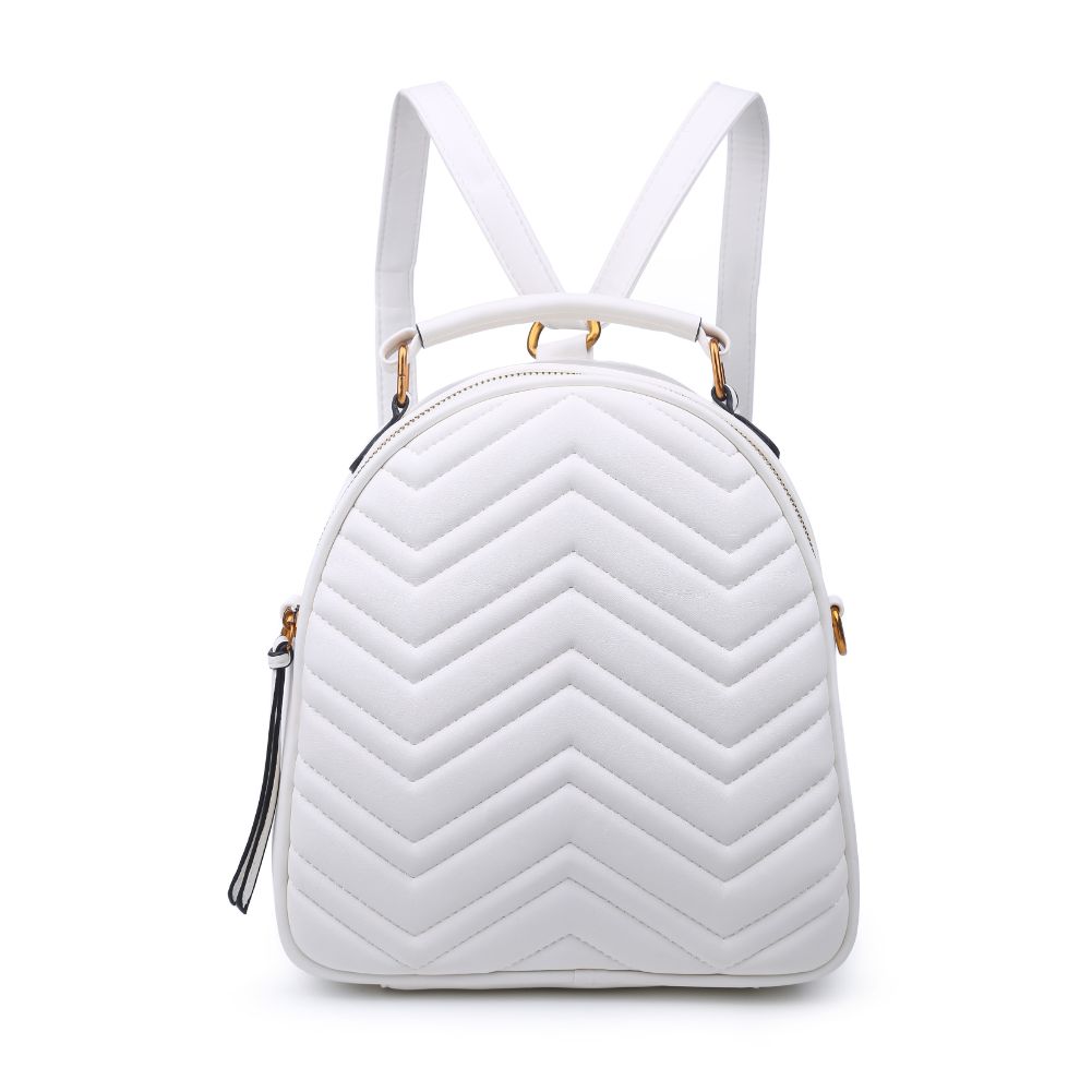 Urban Expressions Cameron V Stitch Single Zip Women : Backpacks : Backpack 840611168566 | White