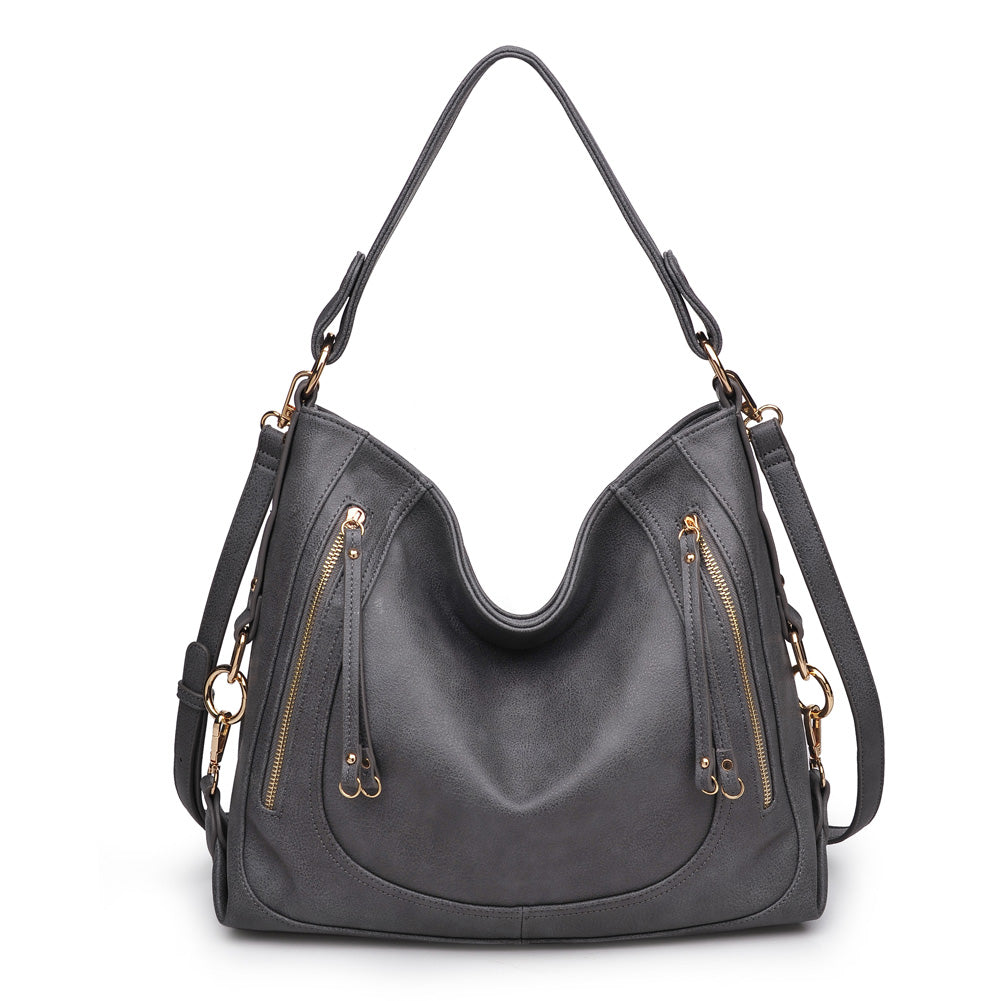 Urban Expressions Jessica Pebble Women : Handbags : Satchel 840611155238 | Gunmetal