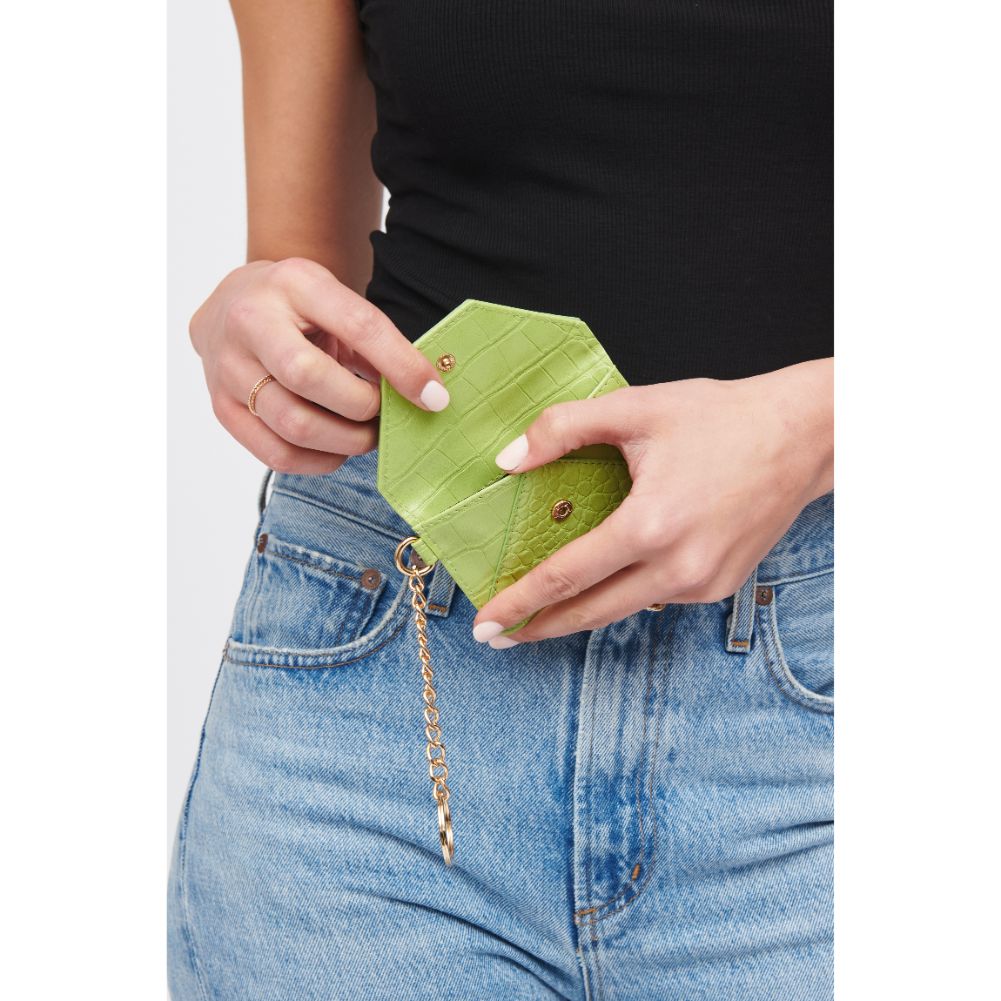 Woman wearing Lime Urban Expressions Gia - Croco Card Holder 818209018340 View 2 | Lime