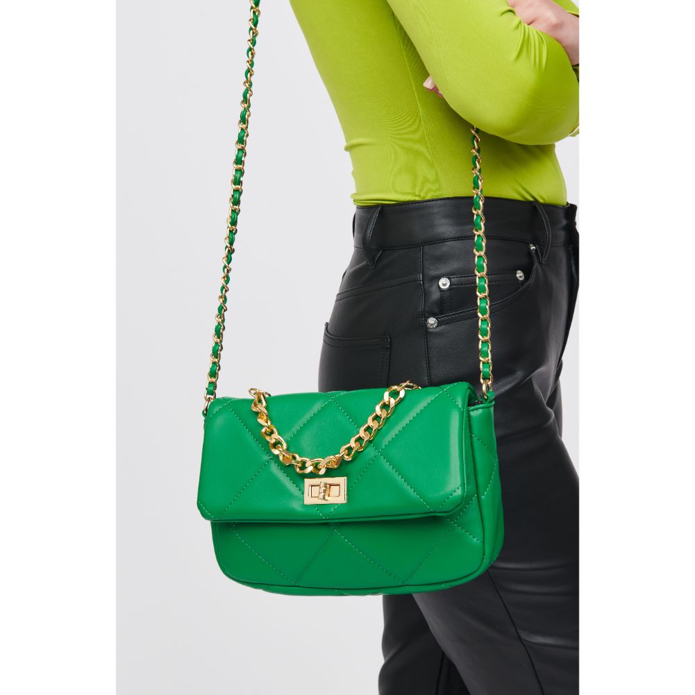 Woman wearing Kelly Green Urban Expressions Emily Crossbody 818209018296 View 1 | Kelly Green