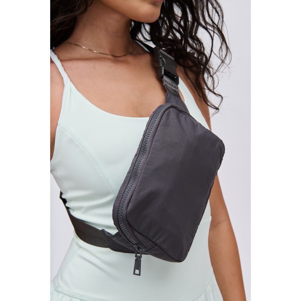 Woman wearing Carbon Urban Expressions Jonny - Nylon Belt Bag 840611109859 View 4 | Carbon