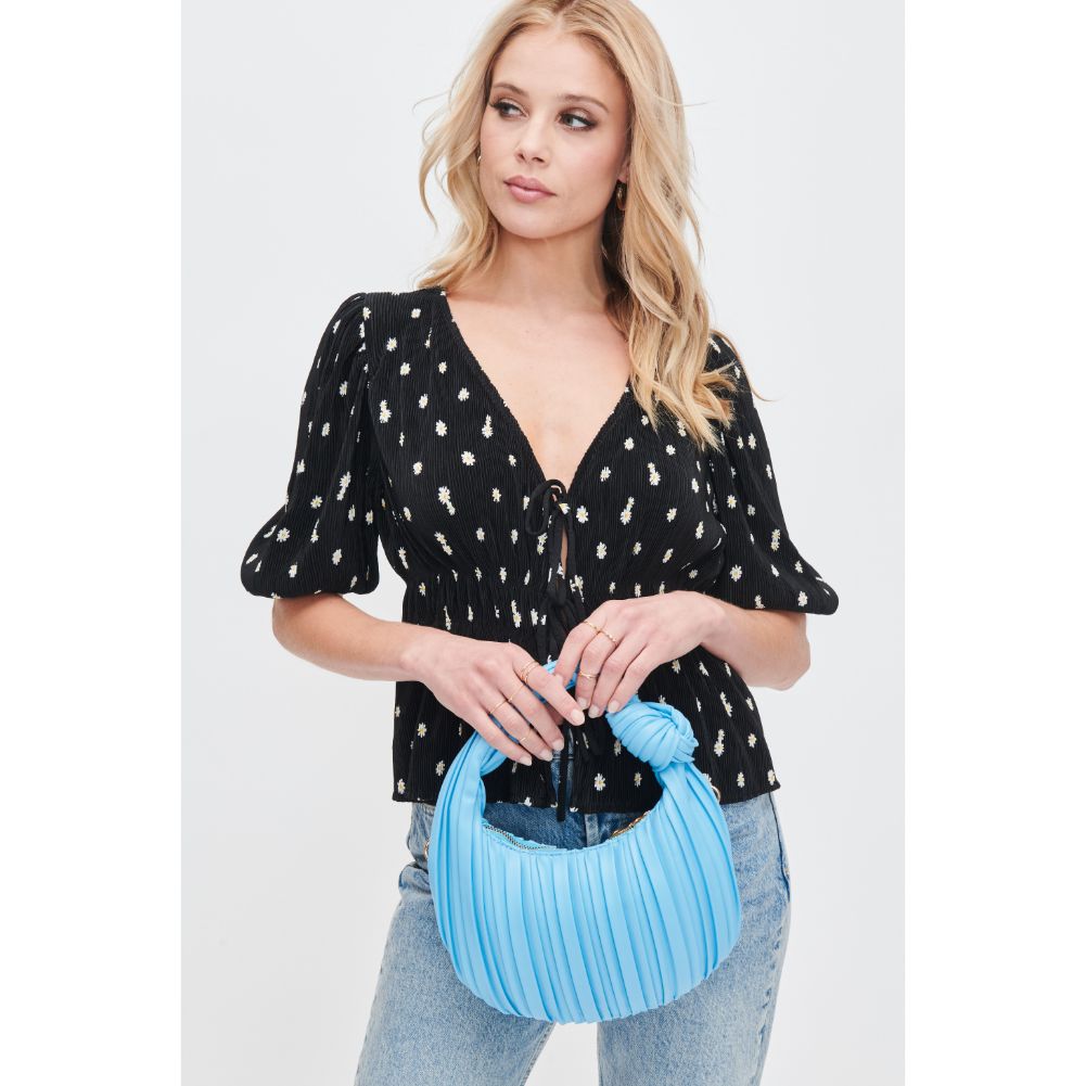 Woman wearing Sky Blue Urban Expressions Fawna  - Pleated Crossbody 840611106391 View 1 | Sky Blue
