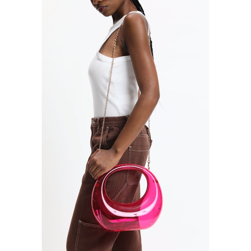 Woman wearing Magenta Sol and Selene Bess Evening Bag 840611109958 View 3 | Magenta