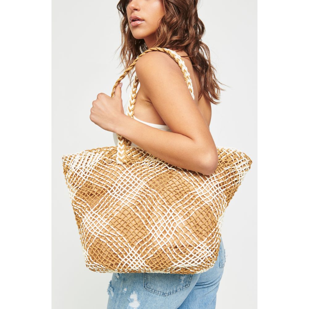 Urban Expressions Costa Women : Handbags : Tote 840611170187 | Tan White