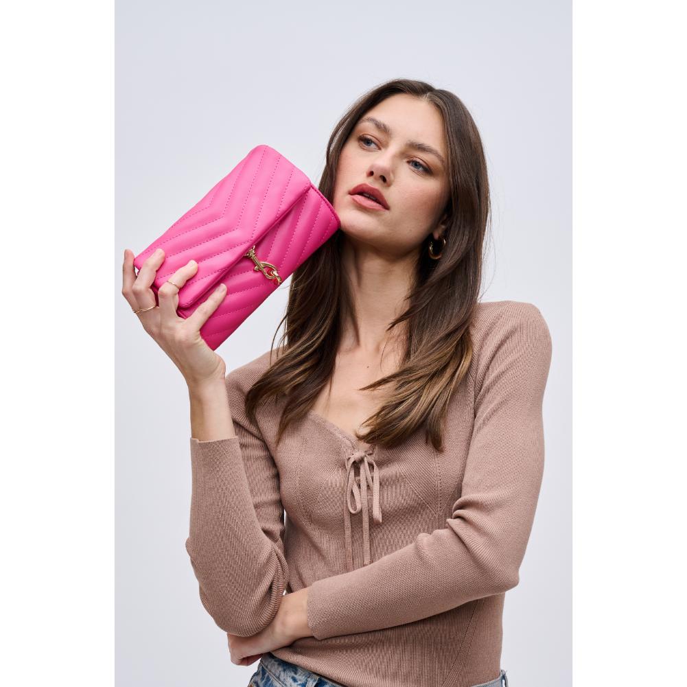 Woman wearing Hot Pink Urban Expressions Nanci Crossbody 840611123046 View 4 | Hot Pink