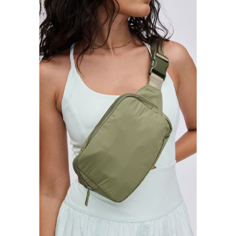 Woman wearing Olive Urban Expressions Jonny - Nylon Belt Bag 840611109873 View 4 | Olive