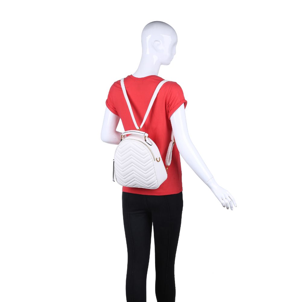 Urban Expressions Cameron V Stitch Single Zip Women : Backpacks : Backpack 840611168566 | White