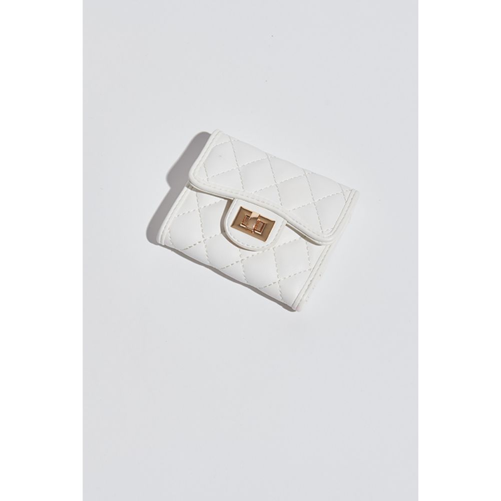 Woman wearing White Urban Expressions Shantel - Quilted Wallet 840611104755 View 1 | White