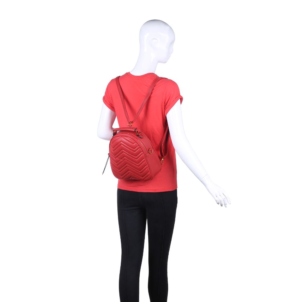 Urban Expressions Cameron V Stitch Single Zip Women : Backpacks : Backpack 840611168535 | Red