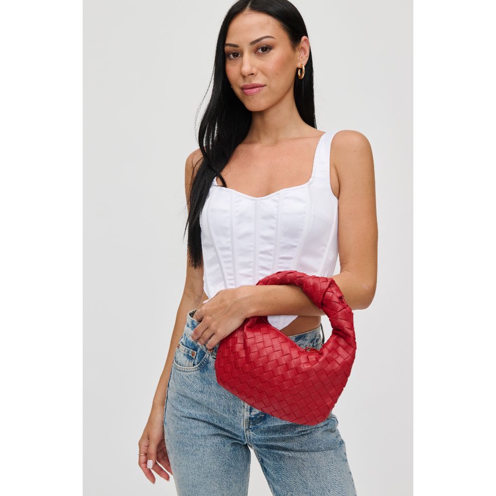 Woman wearing Red Urban Expressions Tracy - Woven Clutch 840611116253 View 2 | Red