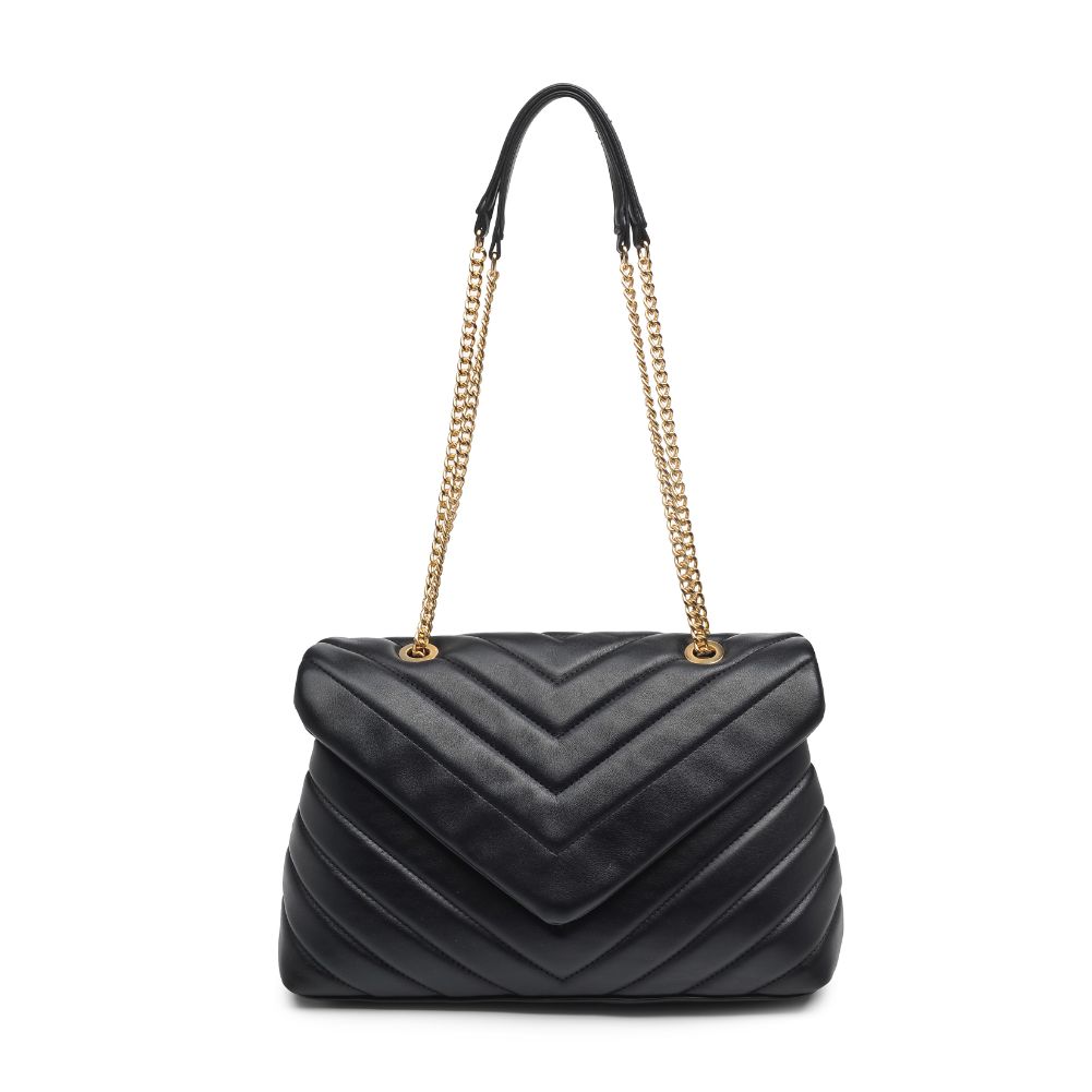 Chevron Quilted Shoulder Crossbody Gold Chain Black or White Bag - Choose  Colour