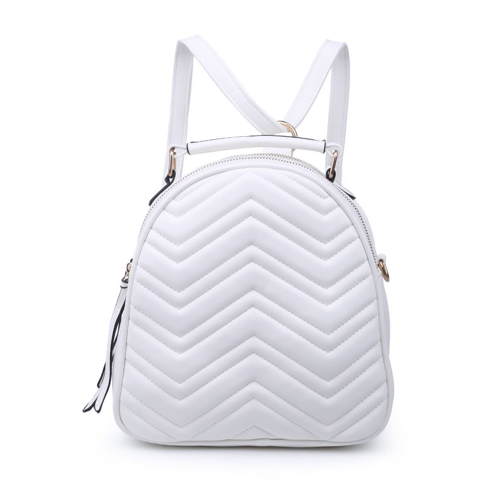 Urban Expressions Constance V Stitch Double Zip Women : Backpacks : Backpack 840611168641 | White