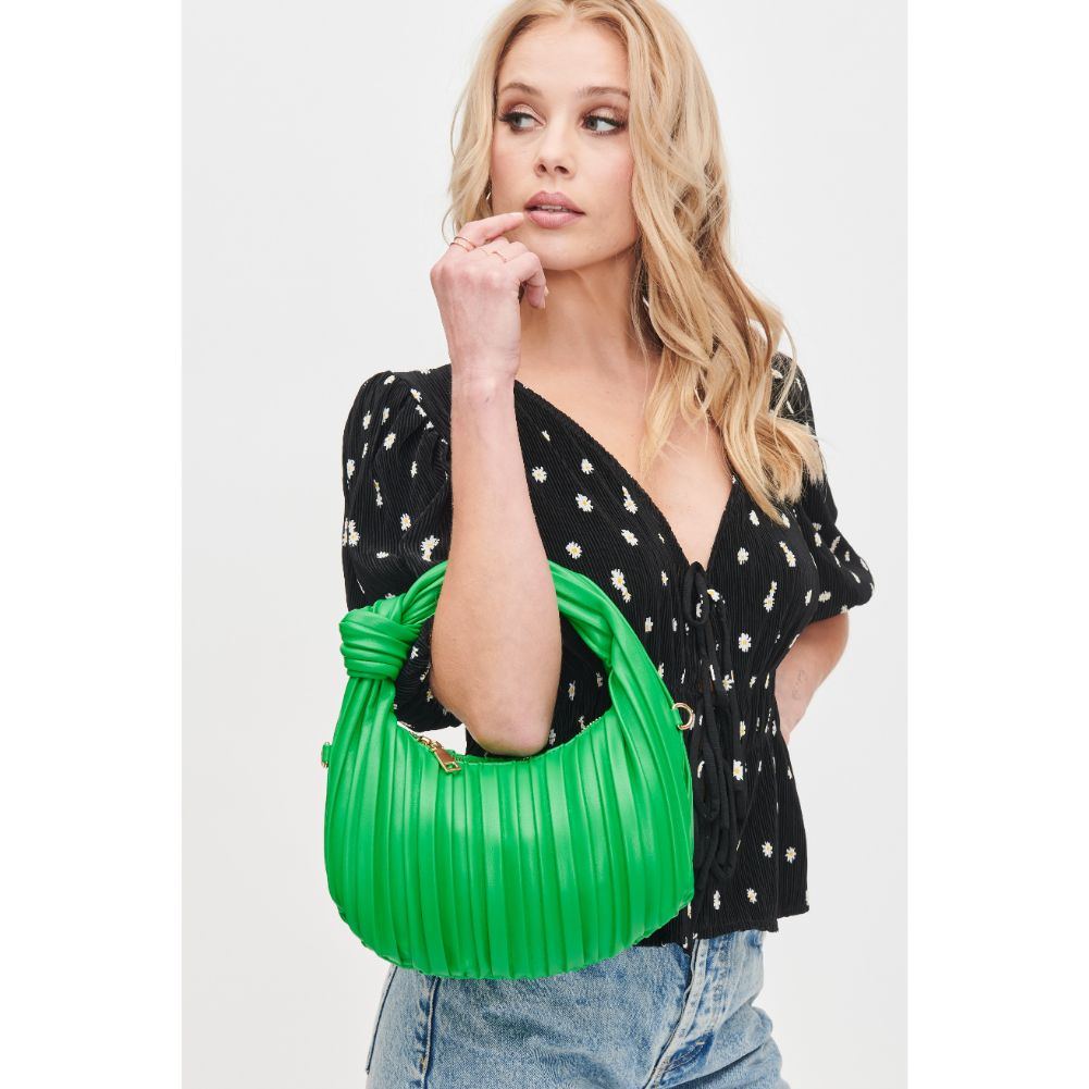 Woman wearing Green Urban Expressions Fawna  - Pleated Crossbody 840611106407 View 1 | Green