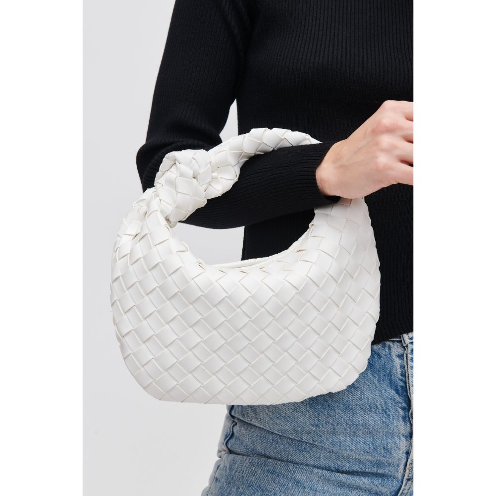 Woman wearing White Urban Expressions Tracy - Woven Clutch 840611107794 View 4 | White